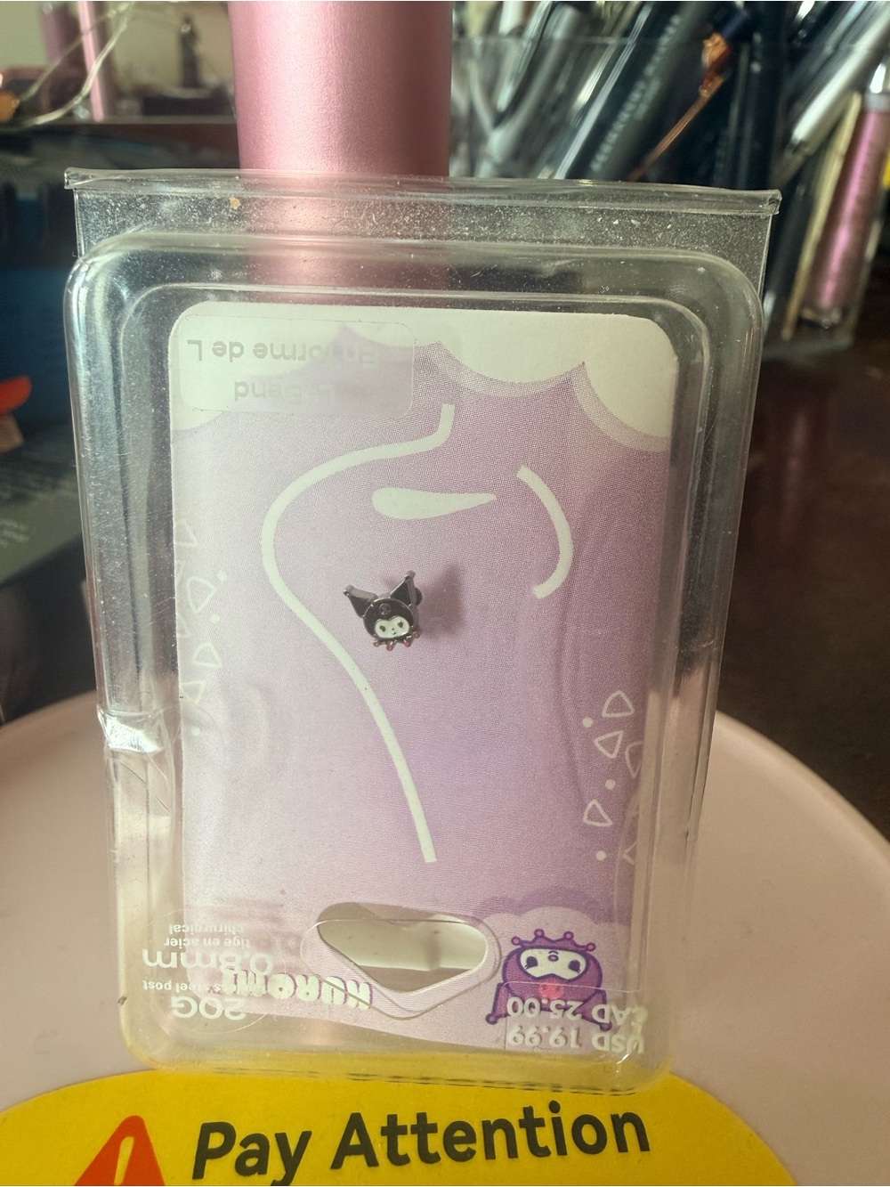 NEW KUROMI 20G Threadless Flat-Back Nose Ring